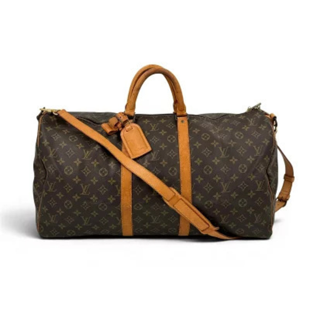 Louis Vuitton Keepall Bandouliere Monogram Travel Bag Canvas Leather Brown